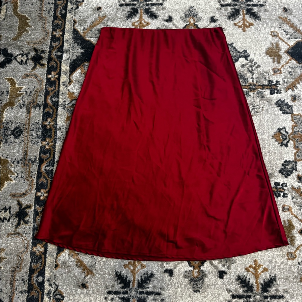Amazon Satin A-Line Skirt - Deep Red